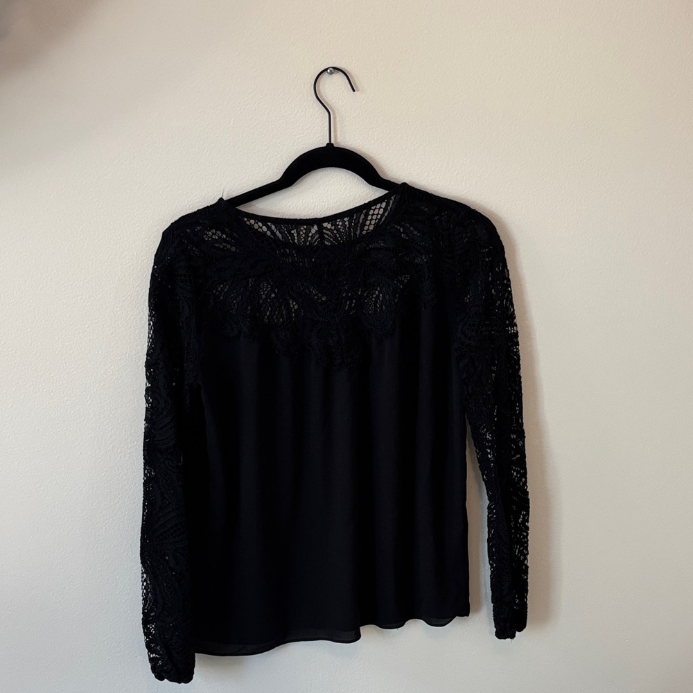 Lilly Pulitzer | Keegan Elegant Black Lace Sleeve Women's Top Sz XS - Picture 6 of 6